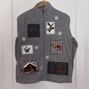 Croft & Barrow Embroidered Winter Holiday Zip-Up